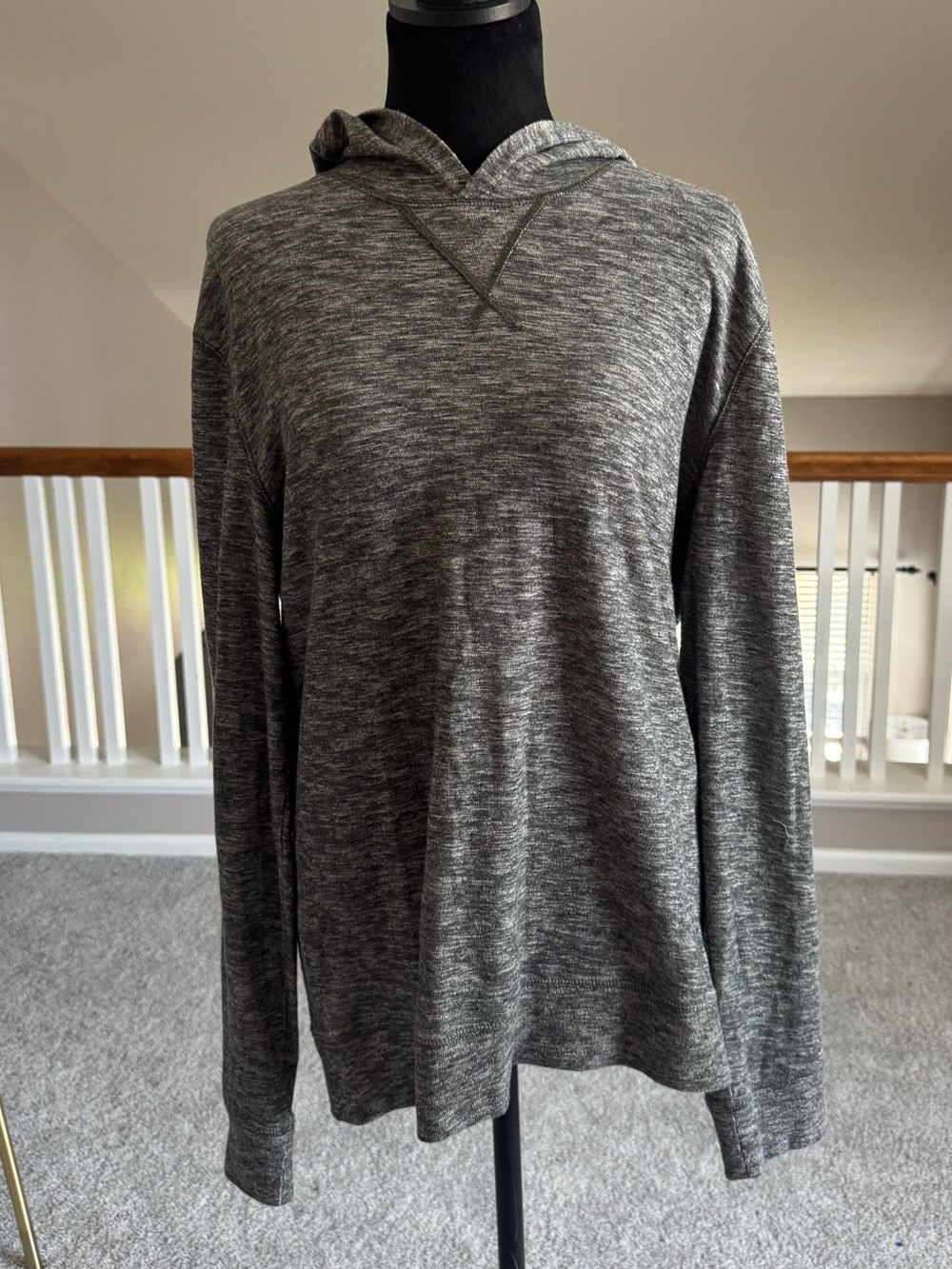 Vince Heathered Space-Dye Pullover Hoodie Size Large Gray 100% Cotton